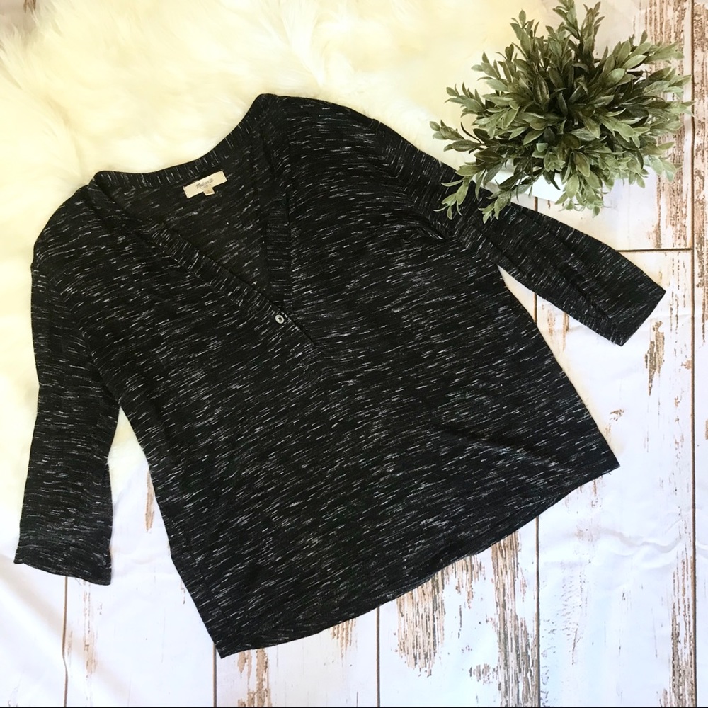 Madewell | Black Speckled Front Button Top | S